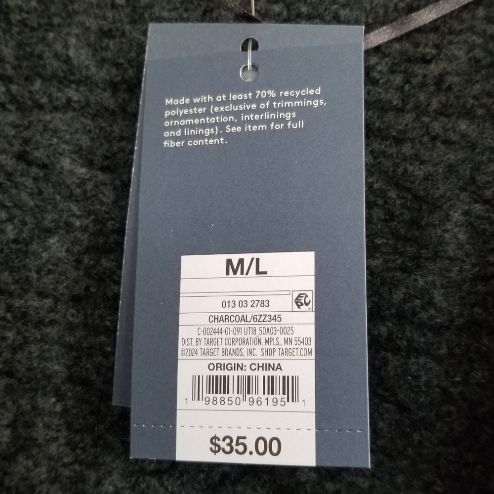 NWT Universal Thread Charcoal Gray Cashmere Like Sweater Open Cardigan Size M/L - Picture 6 of 9